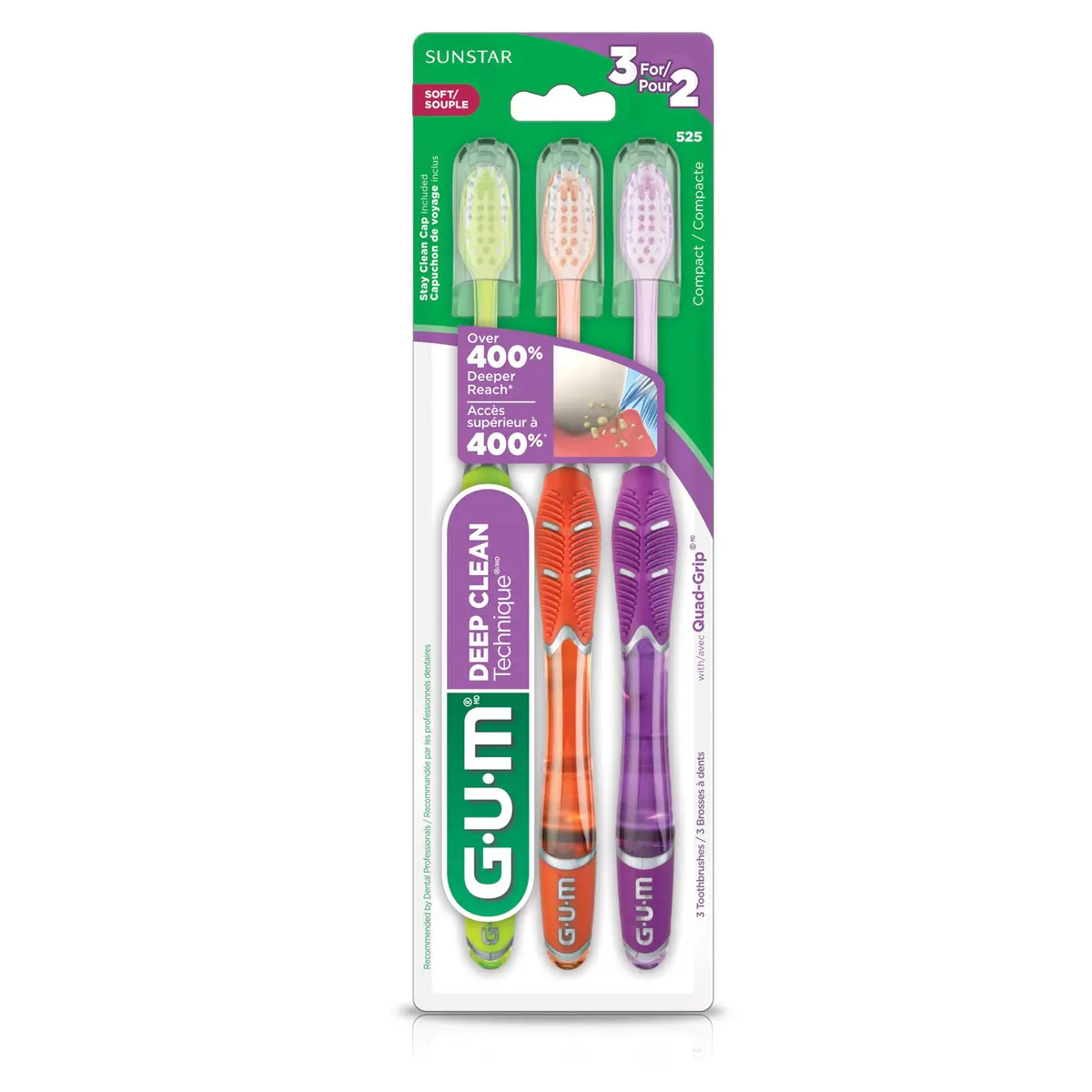 GUM Technique Deep Clean Toothbrush - Compact Head - Soft Bristles for Adults with Sensitive Gums | Deep Plaque Removal - view 8