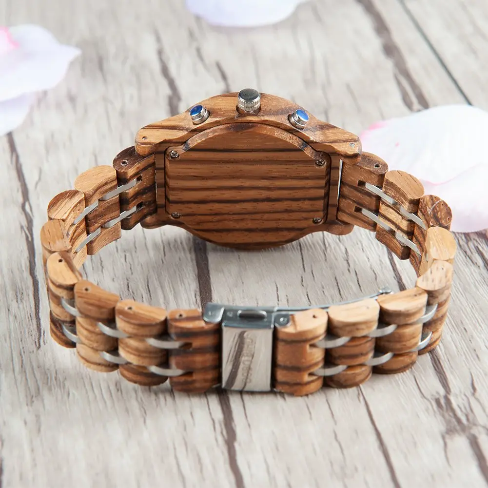 BOBO BIRD Women Wooden Watch Pink | Luxury Zebra Wood Casual & Business (40mm) - view 4