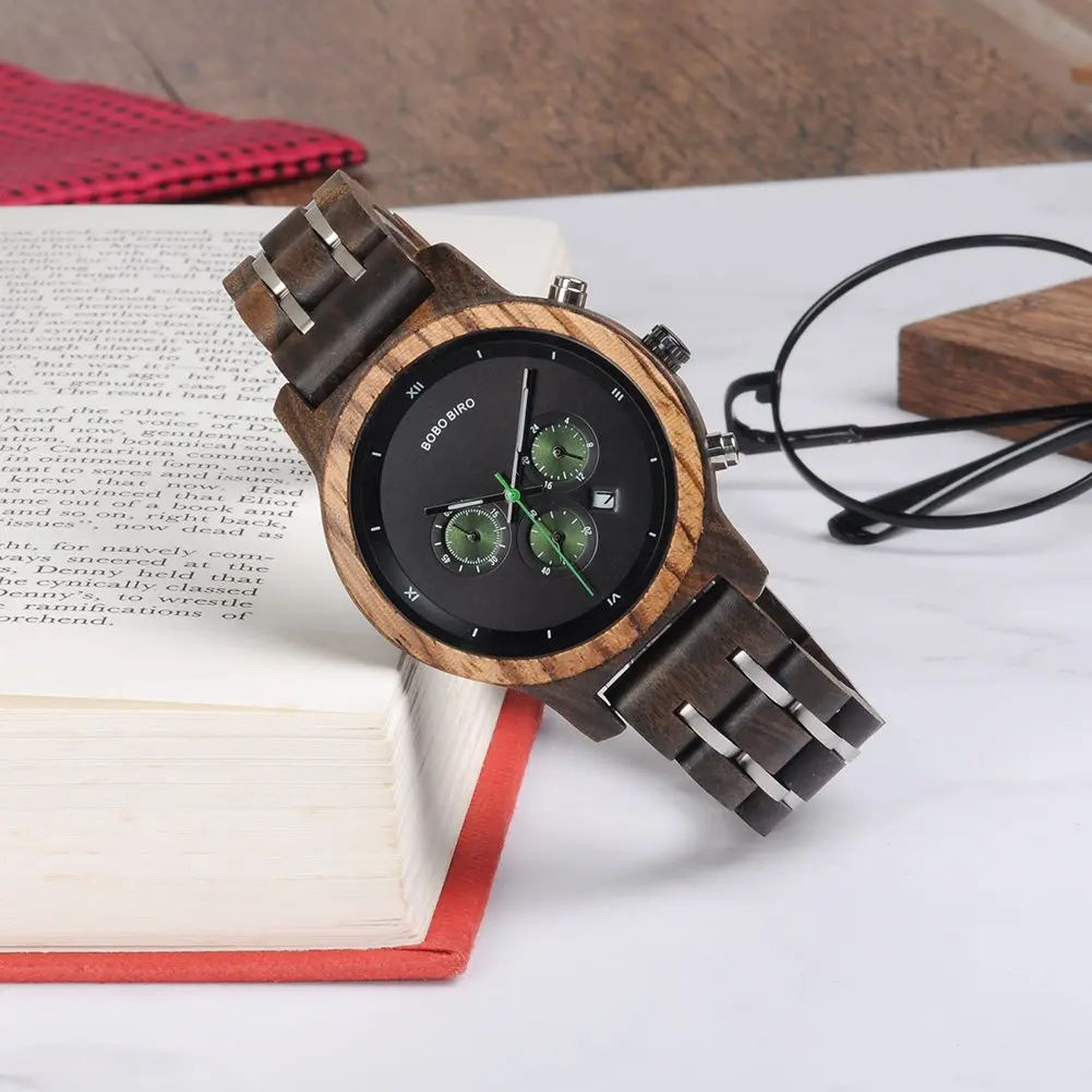 BOBO BIRD Women Wooden Watch 40mm Zebra Wood Quartz Elegant Lightweight - view 5