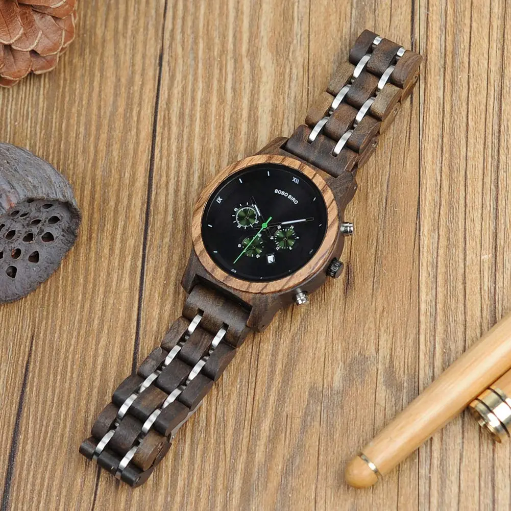 BOBO BIRD Women Wooden Watch 40mm Zebra Wood Quartz Elegant Lightweight - view 9
