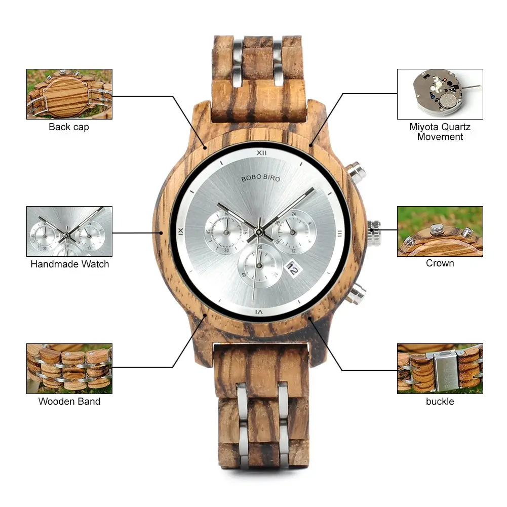 BOBO BIRD Women Wooden Watch Zebra-White | Luxury Wooden Casual & Business Style - view 2