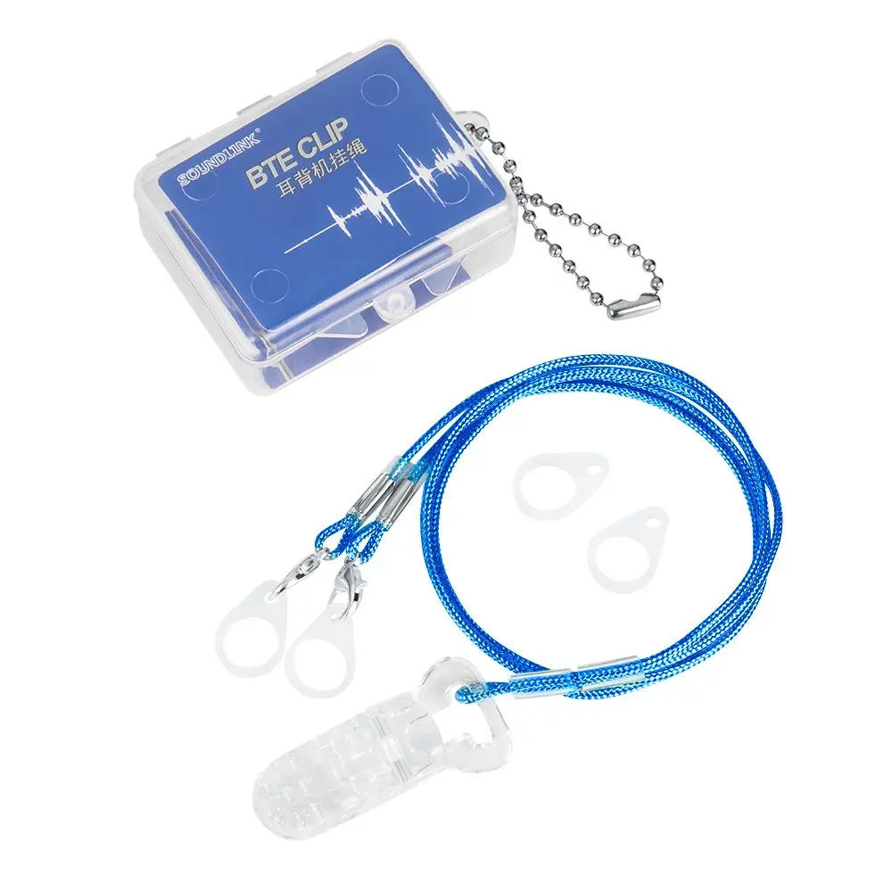 SOUNDLINK Blue Hearing Aid Clip Lanyard with 6 Silicone Loops | Protects Against Falls - main product image