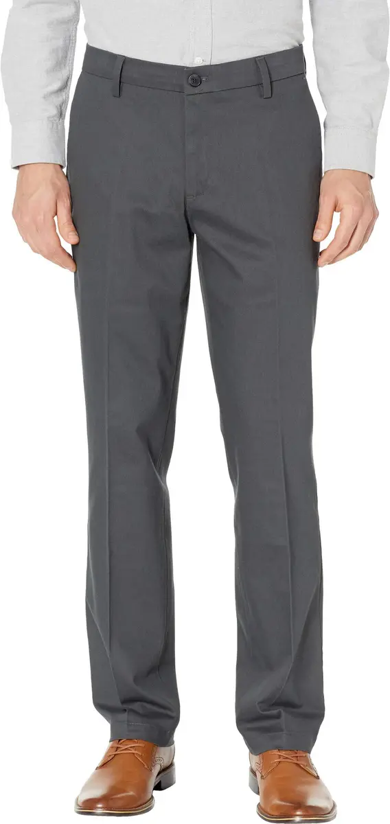 DOCKERS Men's Straight Fit Signature Lux Cotton Stretch Khaki Pant - Creased, Steelhead, 30W x 32L | Wrinkle-Free & Flex Waist - main product image