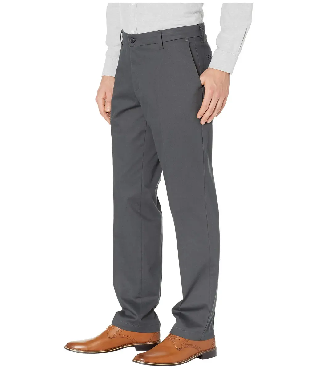 DOCKERS Men's Straight Fit Signature Lux Cotton Stretch Khaki Pant - Creased, Steelhead, 30W x 32L | Wrinkle-Free & Flex Waist - view 2