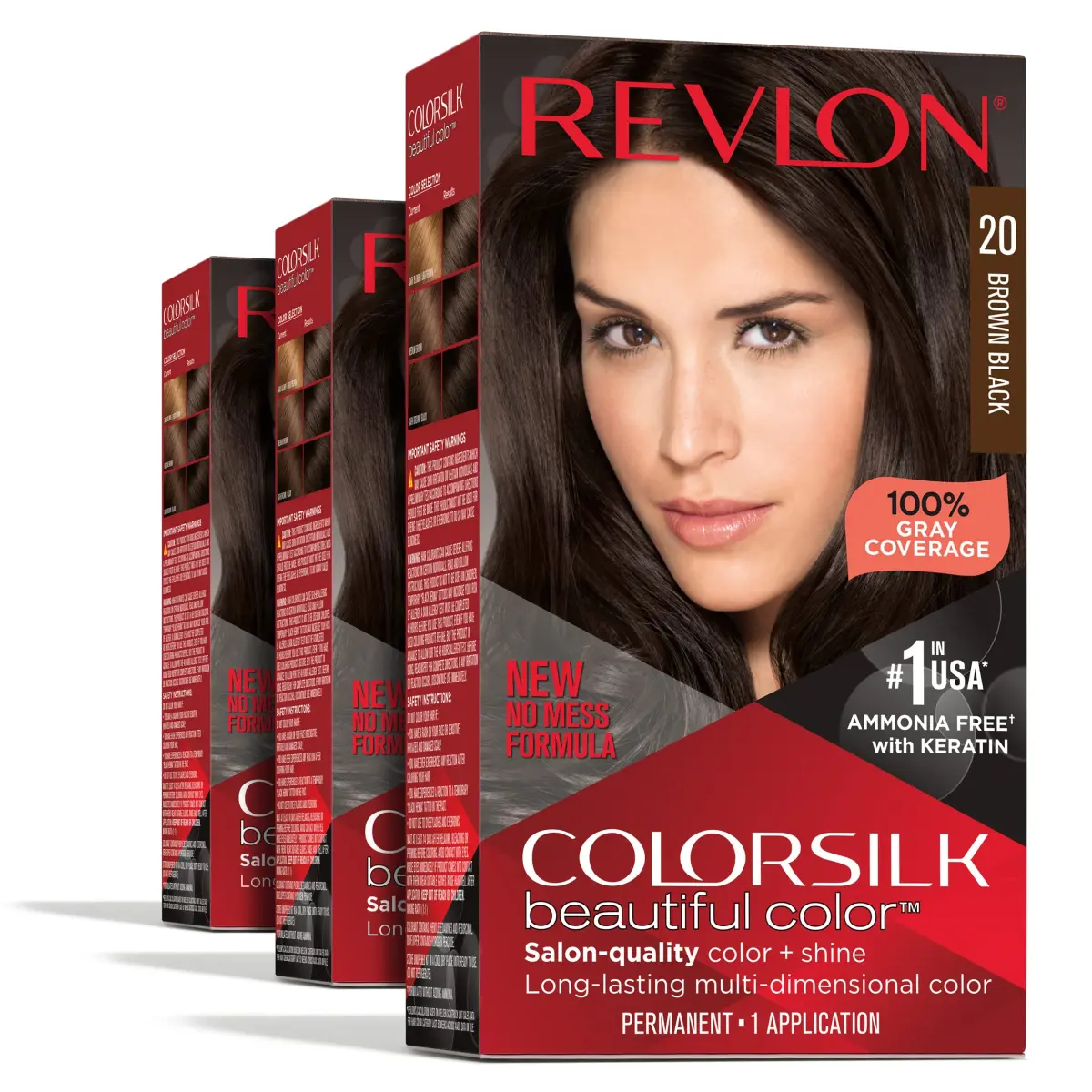 Revlon Colorsilk Permanent Hair Color 20 Brown Black 4.4 Oz (131 ml) | Ammonia-Free Permanent Hair Dye with 100% Gray Coverage - main product image