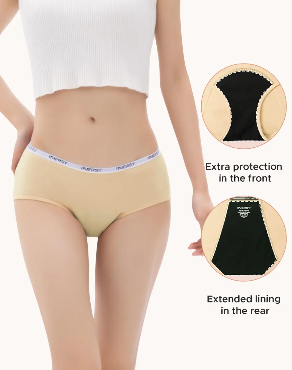 INNERSY Period Underwear for Teens Girls Cotton Leak-Proof Menstrual Panties 3-Pack (XL, 14-16 yrs) | Leakproof & Comfortable - view 3