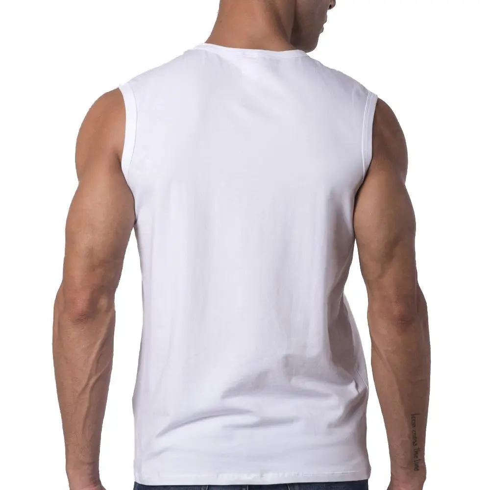 Y2Y2 Men's Sleeveless V-Neck T-Shirt, White, Big and Tall 3XL (54"-56") | Classic Fit, 100% Cotton, USA Size - view 5