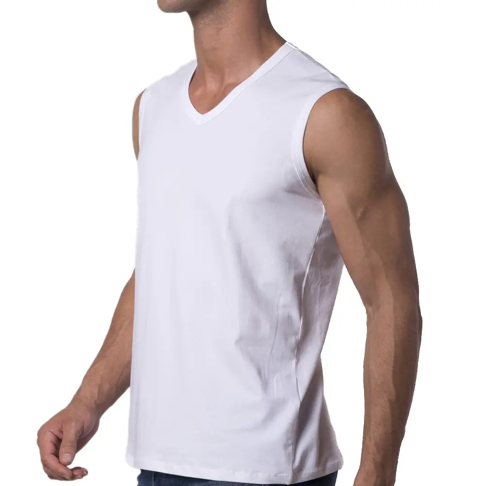 Y2Y2 Men's Sleeveless V-Neck T-Shirt, White, Big and Tall 3XL (54"-56") | Classic Fit, 100% Cotton, USA Size - view 2