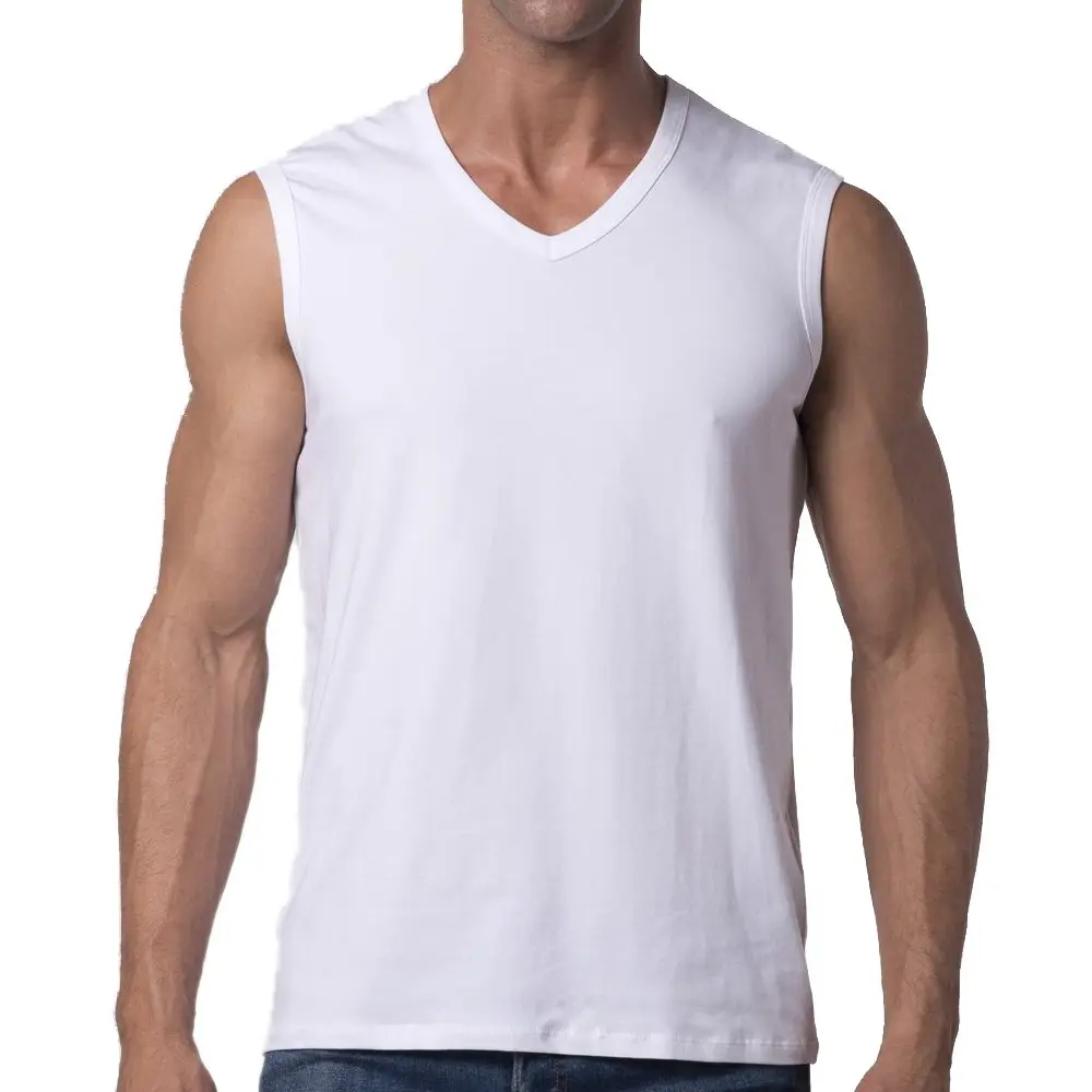 Y2Y2 Men's Sleeveless V-Neck T-Shirt, White, Big and Tall 2XL (50"-52") | Soft Cotton, Classic Fit, USA Size - main product image