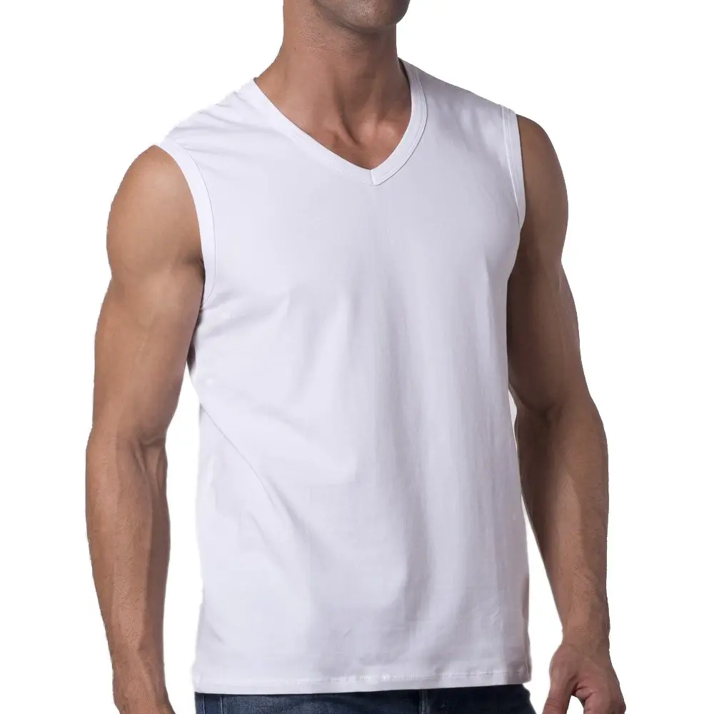 Y2Y2 Men's Sleeveless V-Neck T-Shirt, White, Big and Tall 2XL (50"-52") | Soft Cotton, Classic Fit, USA Size - view 3