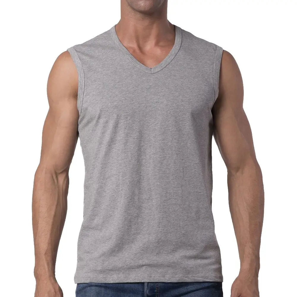 Y2Y2 Men's Sleeveless V-Neck T-Shirt, Gray, Big and Tall 3XL (54"-56") | Soft Cotton, Classic Fit - main product image