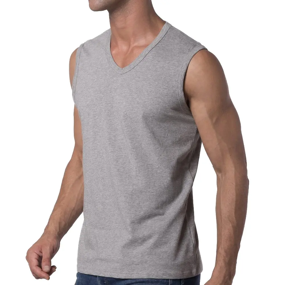 Y2Y2 Men's Sleeveless V-Neck T-Shirt, Gray, Big and Tall 3XL (54"-56") | Soft Cotton, Classic Fit - view 2