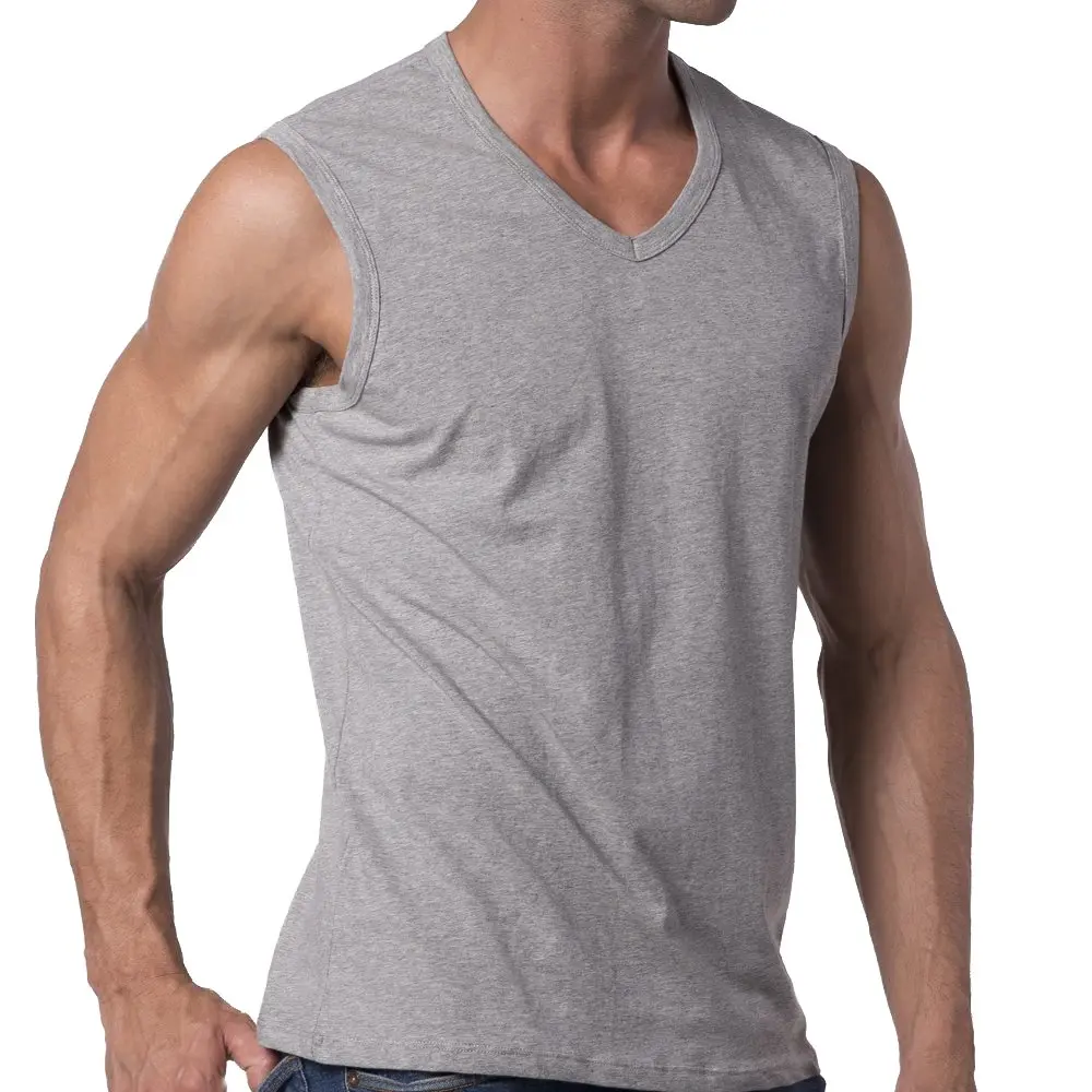 Y2Y2 Men's Sleeveless V-Neck T-Shirt, Gray, Big and Tall 3XL (54"-56") | Soft Cotton, Classic Fit - view 3