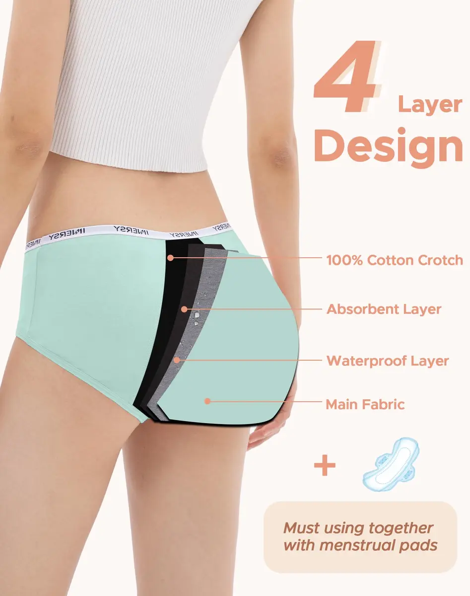 INNERSY Period Underwear for Teens Girls Cotton Leak-Proof Menstrual Panties 3-Pack (12-14 yrs) | Light Flow & Leakproof Confidence - view 4