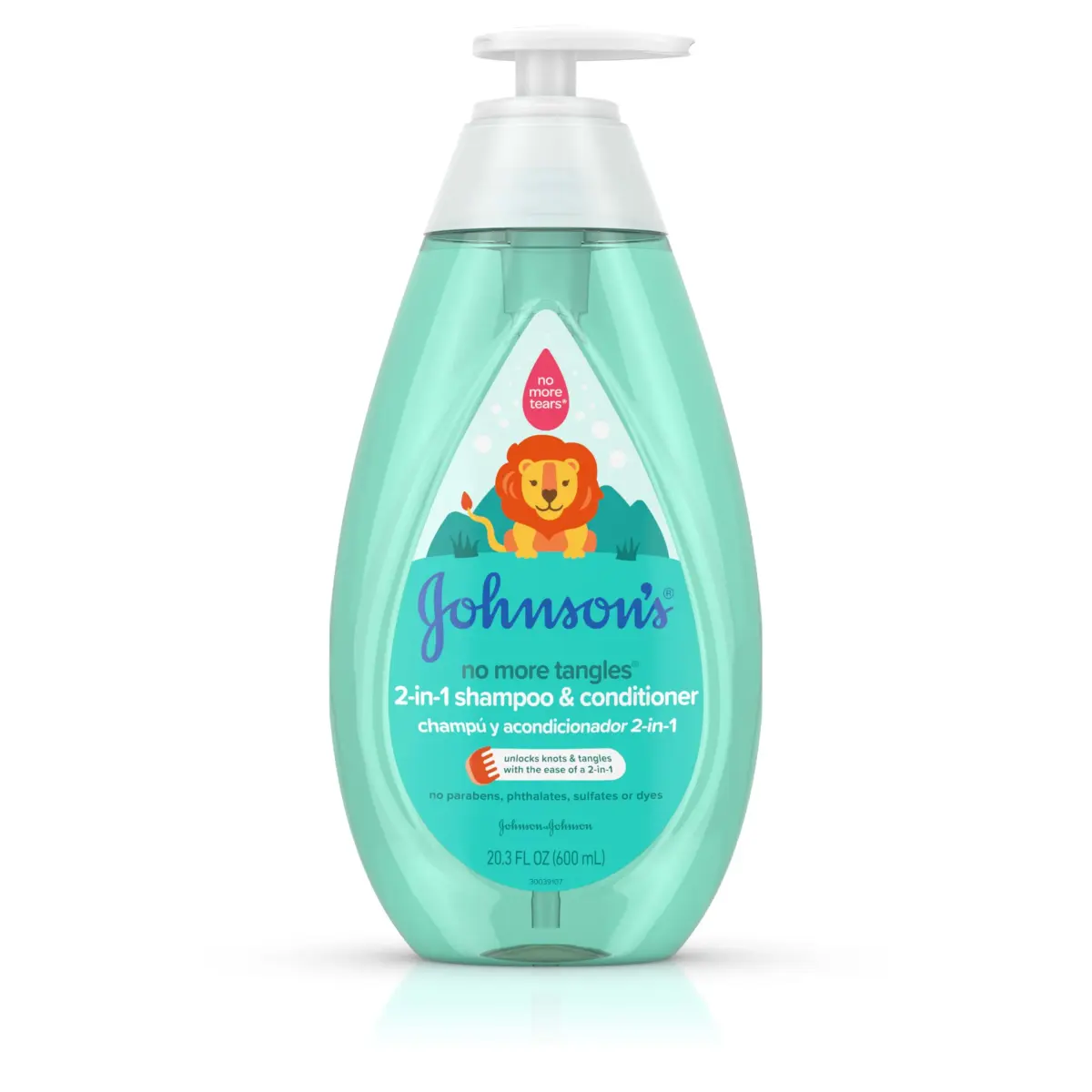 Johnson's Kids No More Tangles 2-in-1 Detangling Shampoo & Conditioner 600ml (20.3 Fl Oz) | Gentle Tear-Free Formula - main product image