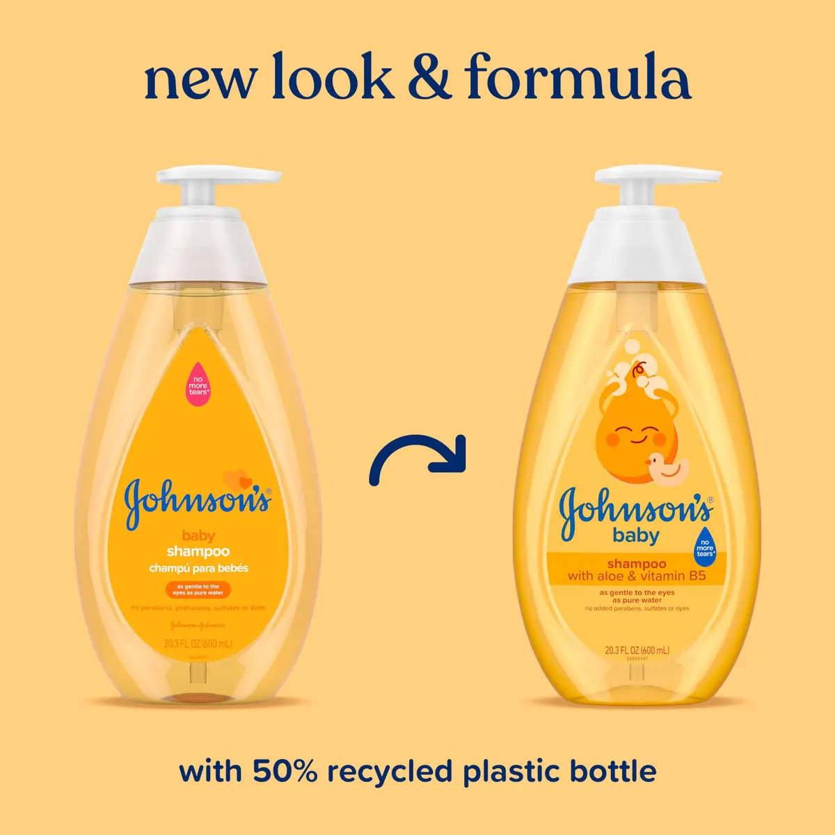 Johnson's Baby Shampoo with Aloe Vera & Vitamin B5, Tear-Free, 600ml (20.3 fl. oz) | Hypoallergenic & pH Balanced for Newborns - view 2