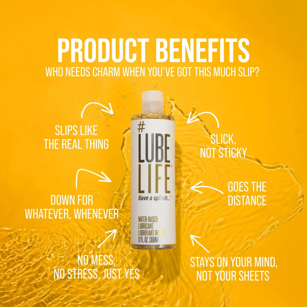 LubeLife Water-Based Personal Lubricant 355ml (12 Fl Oz) | Condom & Toy Safe, Easy Clean-Up - view 5