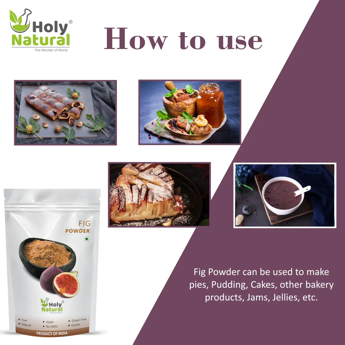 Holy Natural Fig Powder - 500 Gm (17.63 Oz) | Natural Dried Fruit Powder - view 5