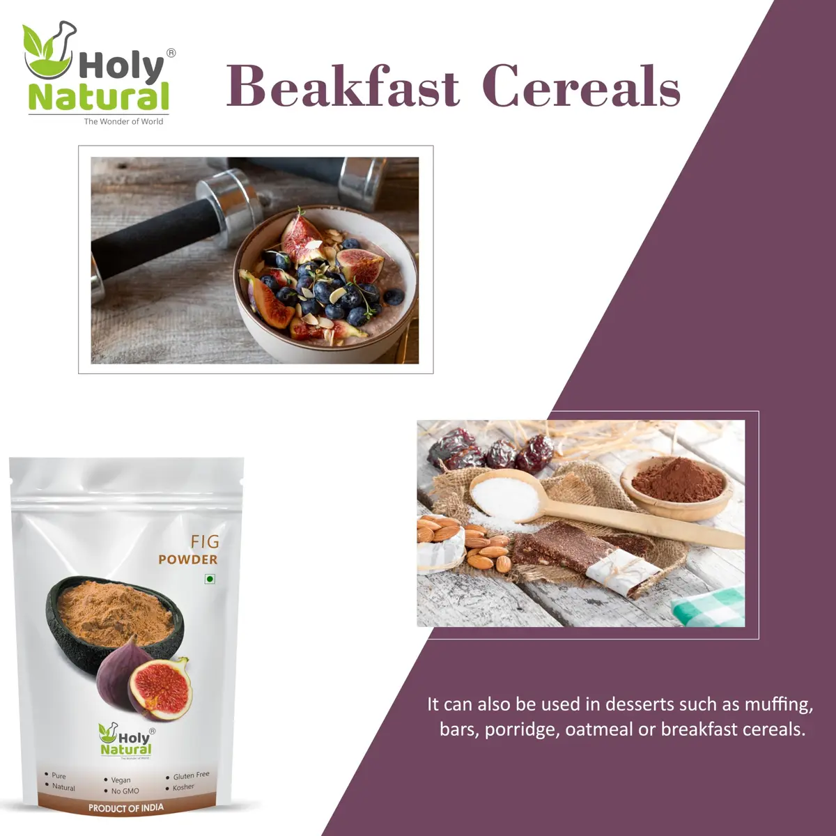 Holy Natural Fig Powder - 500 Gm (17.63 Oz) | Natural Dried Fruit Powder - view 6