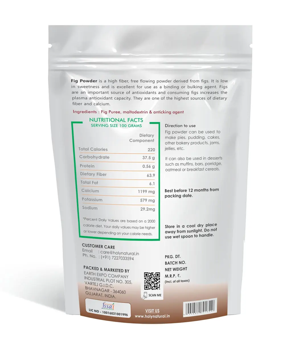 Holy Natural Fig Powder - 500 Gm (17.63 Oz) | Natural Dried Fruit Powder - view 2