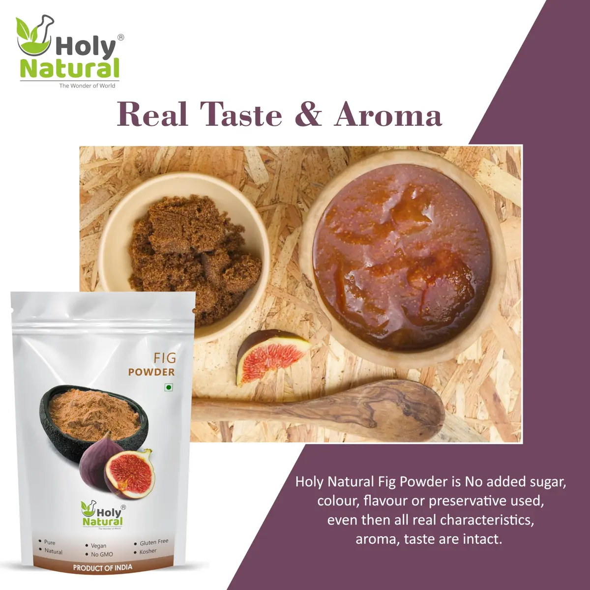Holy Natural Fig Powder - 500 Gm (17.63 Oz) | Natural Dried Fruit Powder - view 3