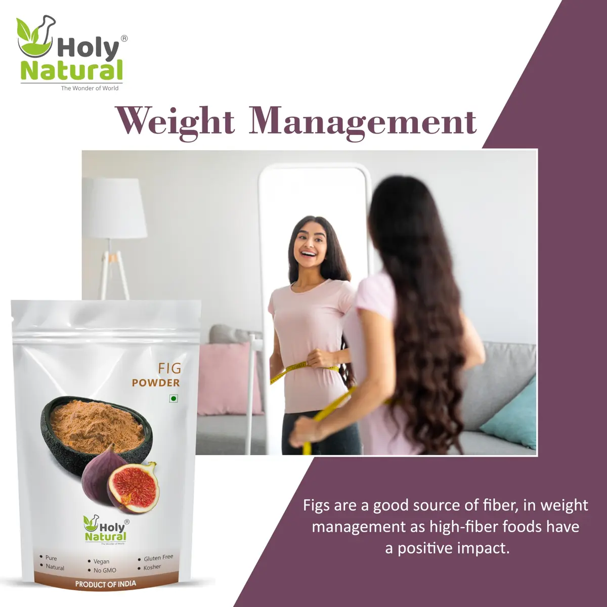 Holy Natural Fig Powder - 500 Gm (17.63 Oz) | Natural Dried Fruit Powder - view 4