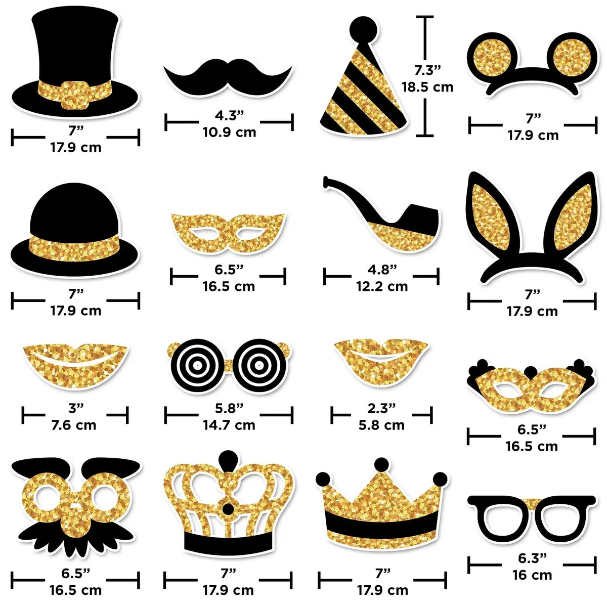 PixiPy Decorative Cutout Photo Booth Props Kit, 16 Black & Gold | Durable & Easy-to-Use Party Signs for Memorable Photos - view 6