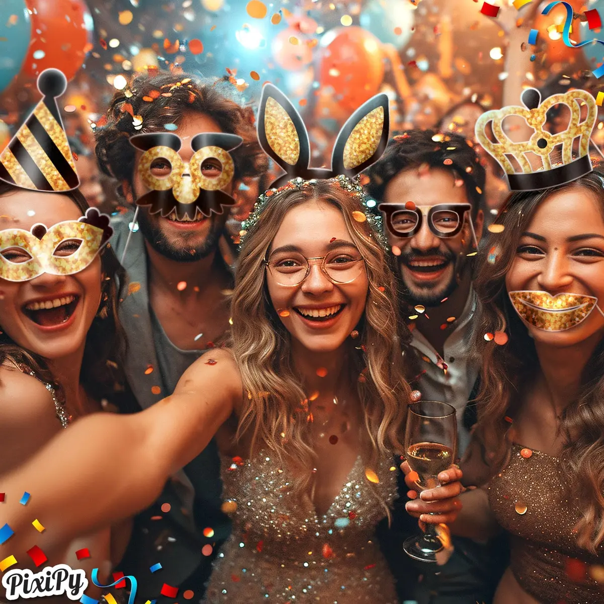 PixiPy Decorative Cutout Photo Booth Props Kit, 16 Black & Gold | Durable & Easy-to-Use Party Signs for Memorable Photos - view 8