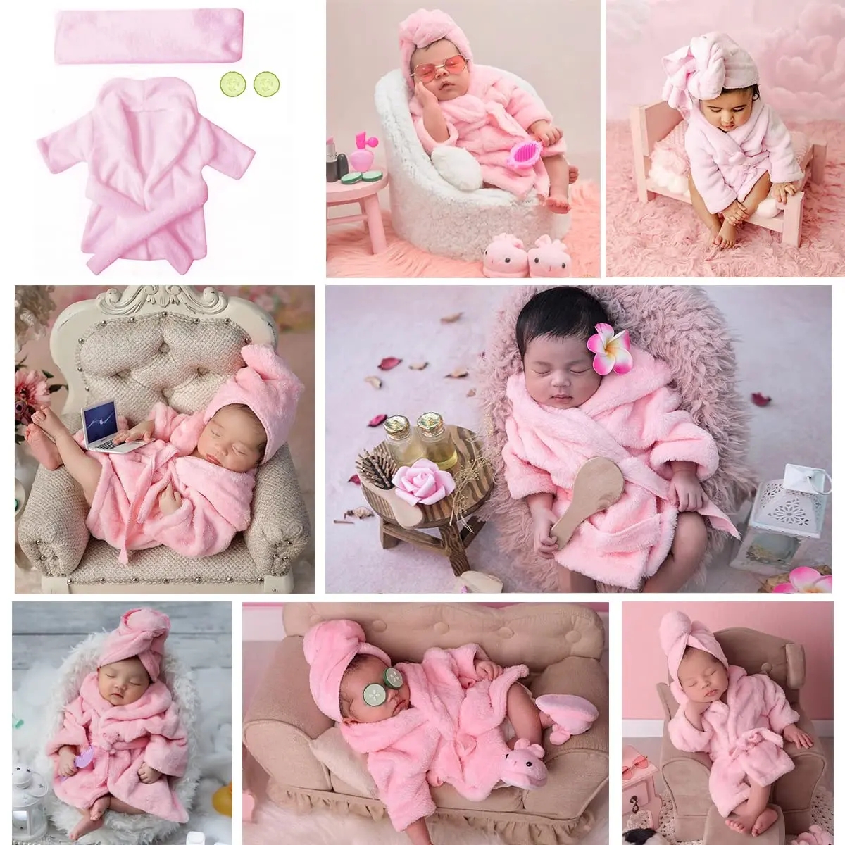 M&G House Newborn Photography Props Baby Bathrobe Costume Set 0-6 Months | Soft Crochet Cotton - view 8