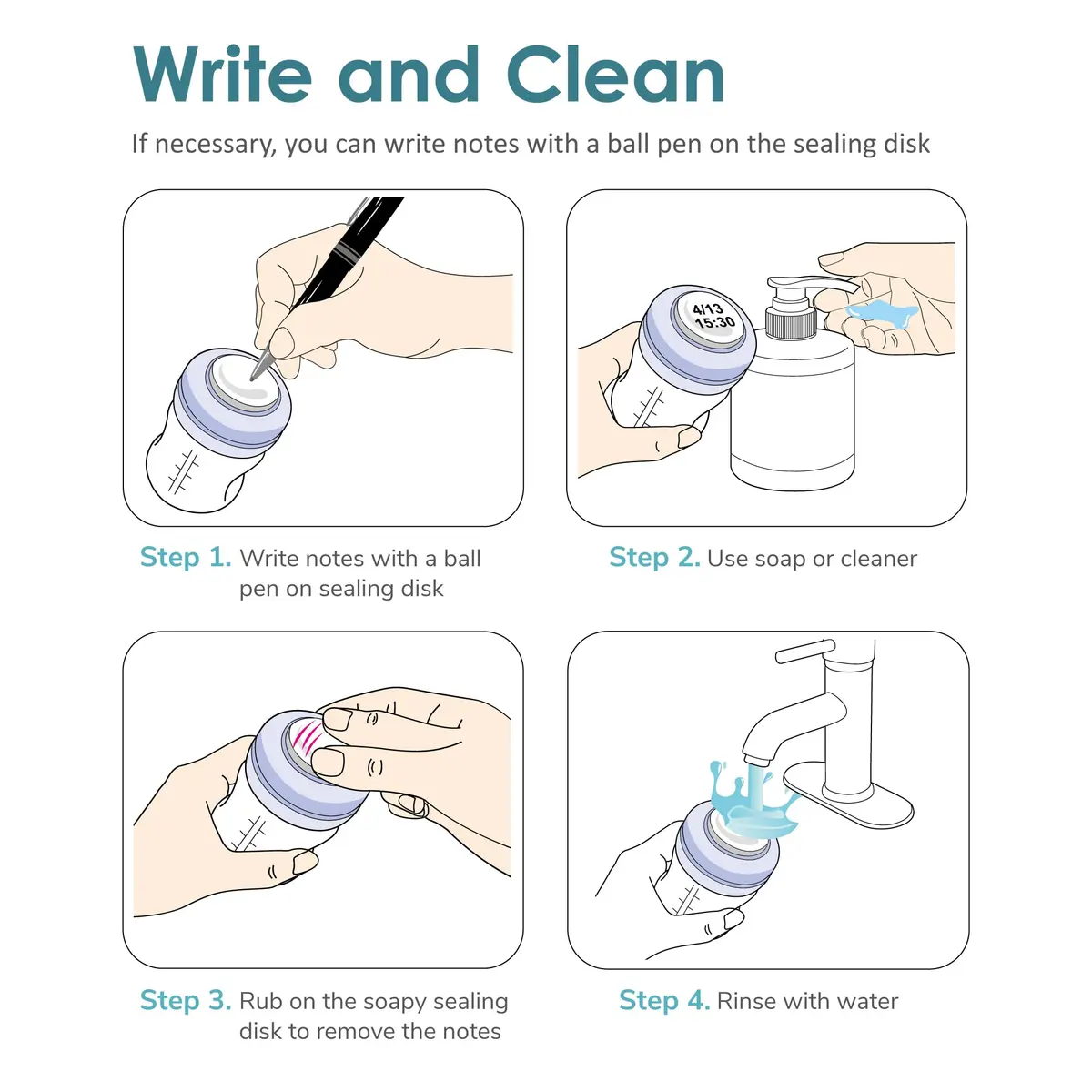 Maymom Screw Lids Aka Travel Caps with Rewritable Sealing Disc for Avent Bottles, 6pcs Blue | Leak-Resistant & Dishwasher Safe - view 9