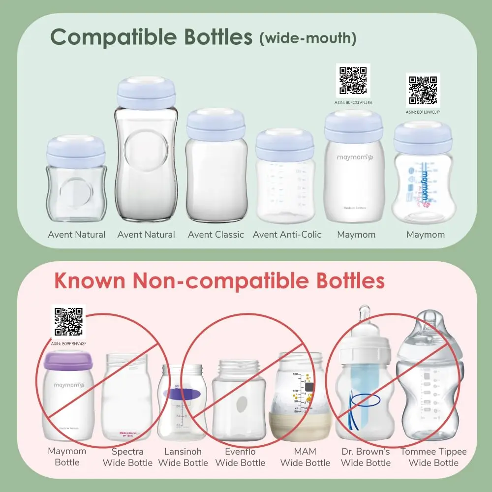 Maymom Screw Lids Aka Travel Caps with Rewritable Sealing Disc for Avent Bottles, 6pcs Blue | Leak-Resistant & Dishwasher Safe - view 2