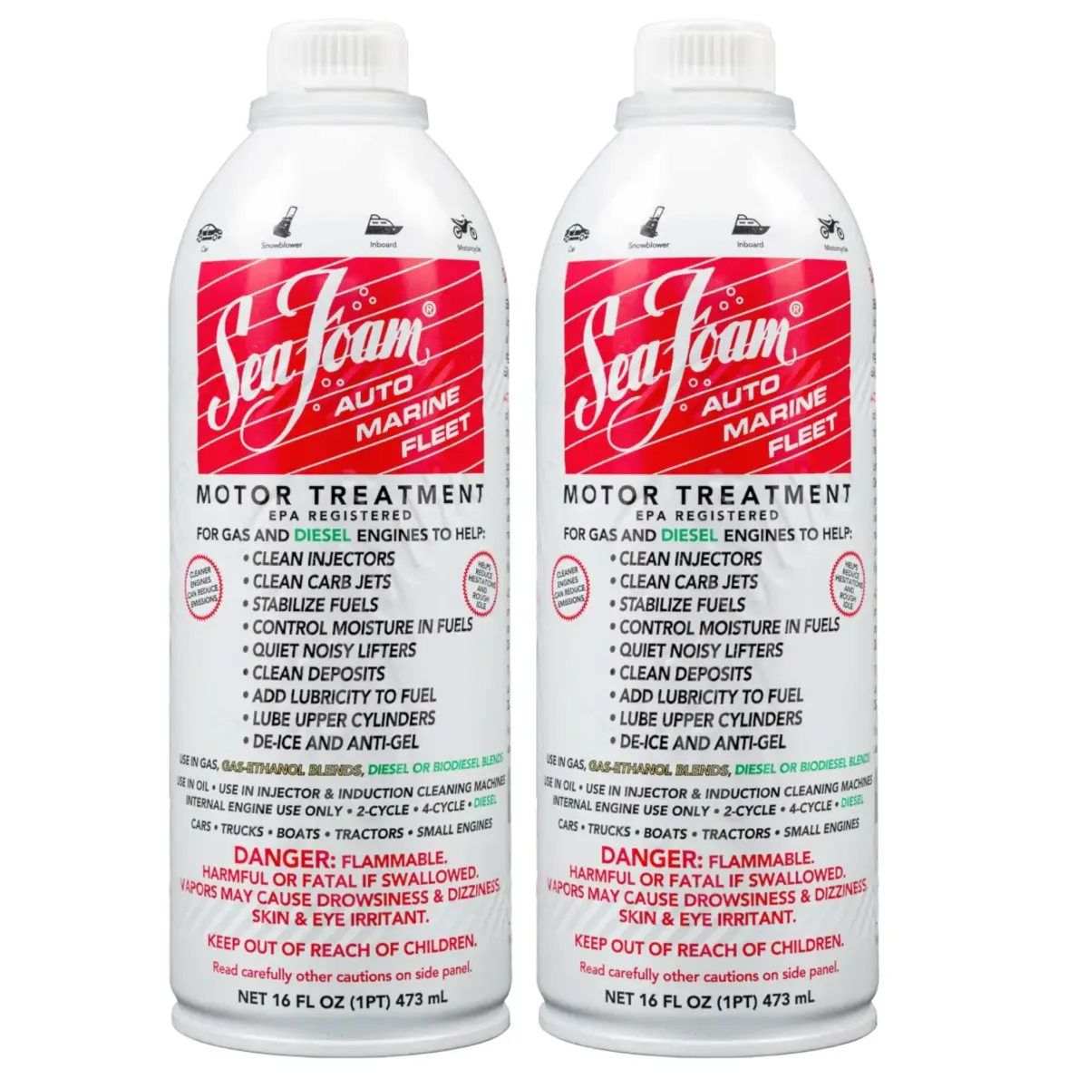 Sea Foam Motor Treatment 2 x 16 fl oz (32 fl oz Total) | Fuel System Cleaner, Stabilizer & Oil Treatment for Gas & Diesel Engines - main product image