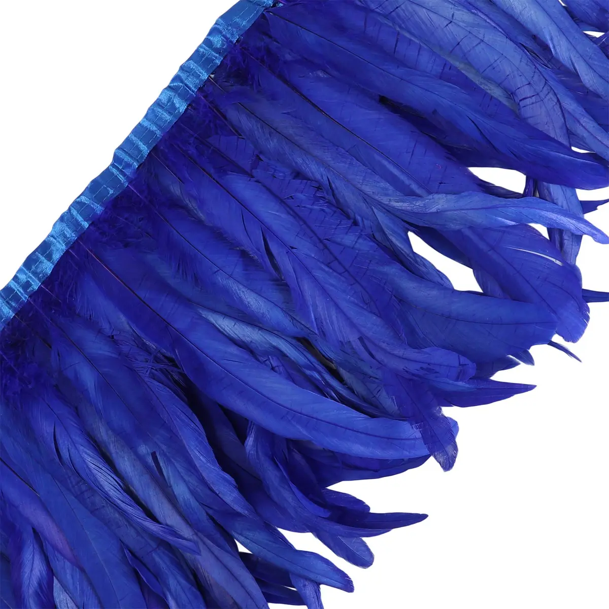 AWAYTR Rooster Hackle Feather Trim 10-12 inch Royal Blue | Natural Feather Fringe for Crafts & Fashion - main product image