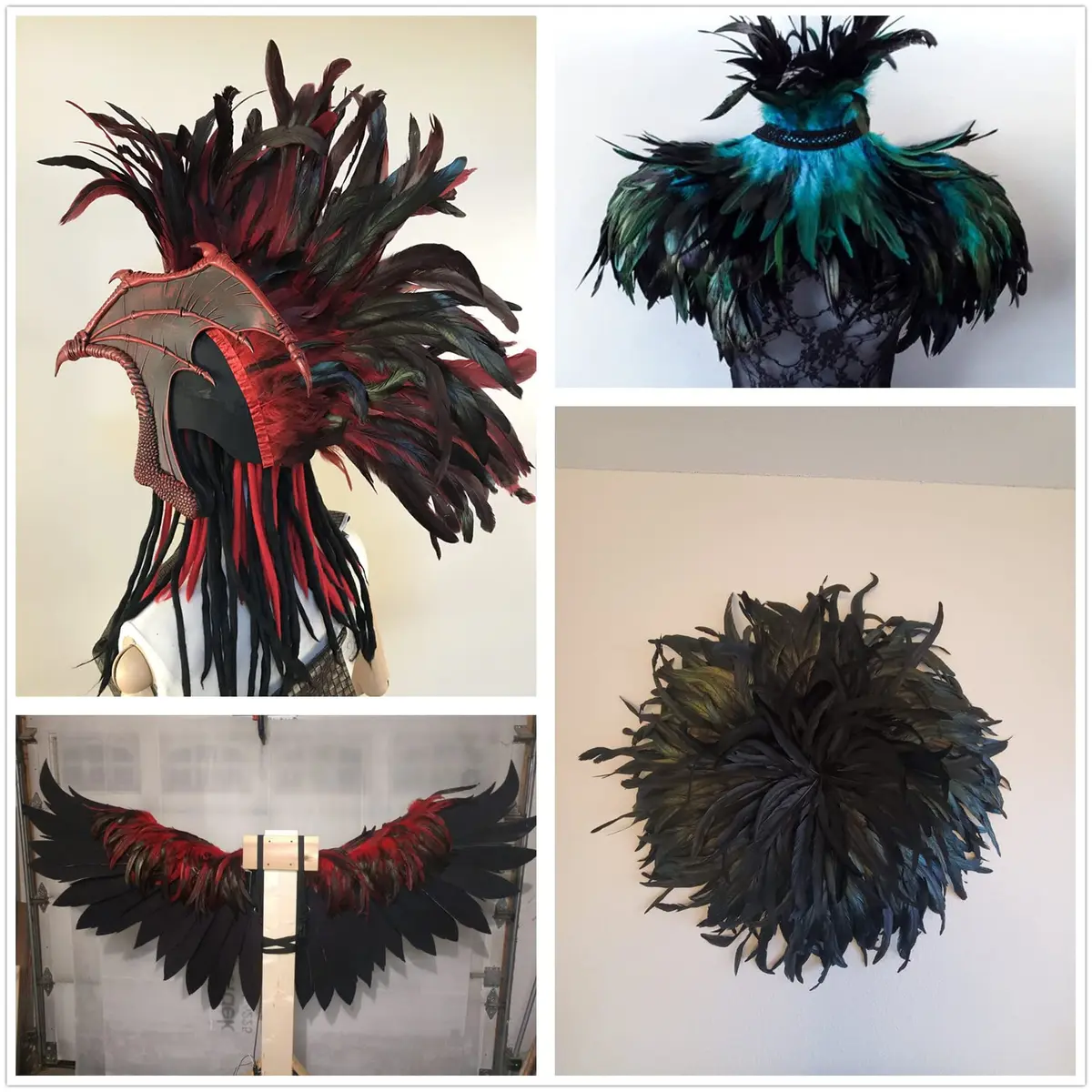 AWAYTR Rooster Hackle Feather Trim 10-12 inch Royal Blue | Natural Feather Fringe for Crafts & Fashion - view 5