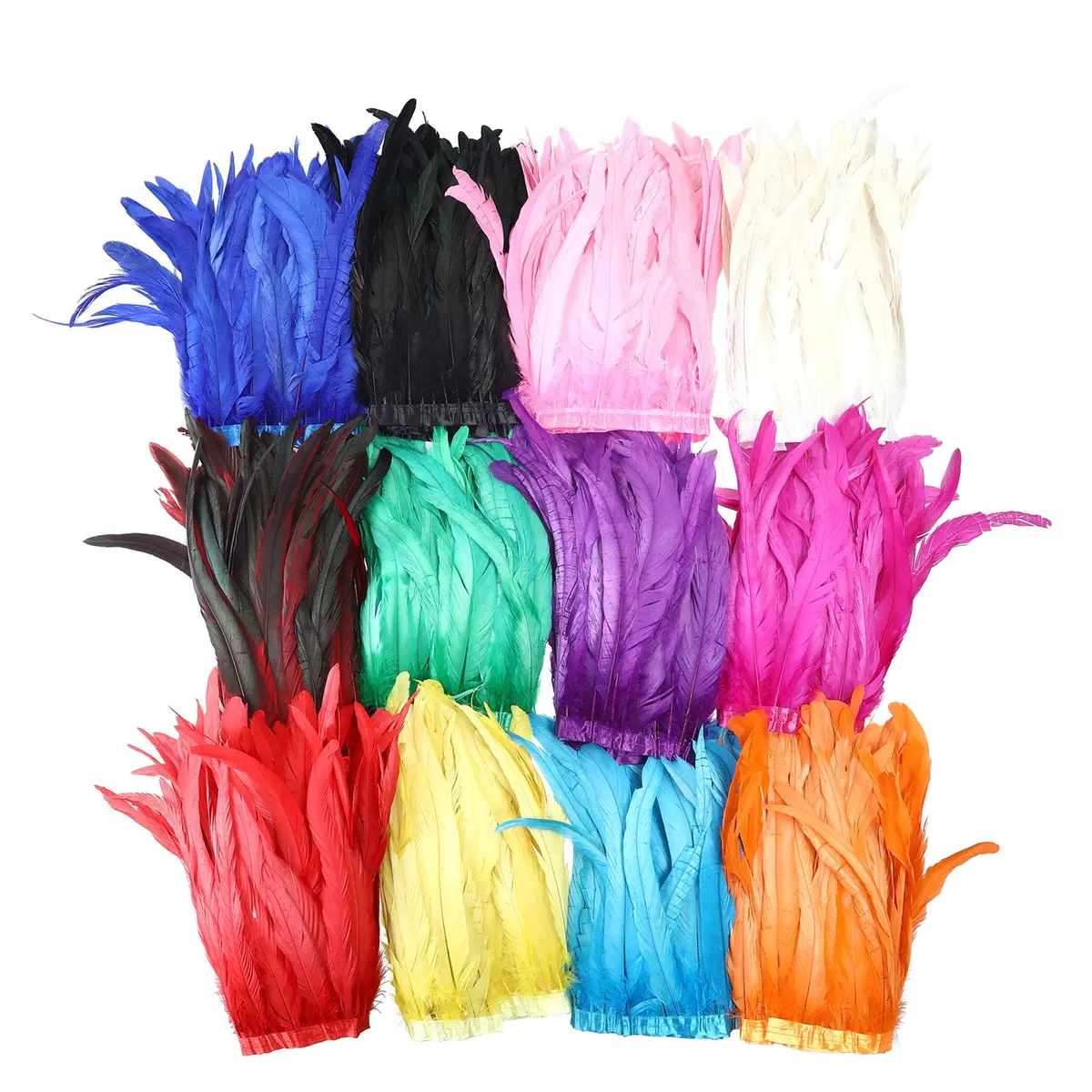 AWAYTR Rooster Hackle Feather Trim 10-12 inch Royal Blue | Natural Feather Fringe for Crafts & Fashion - view 3