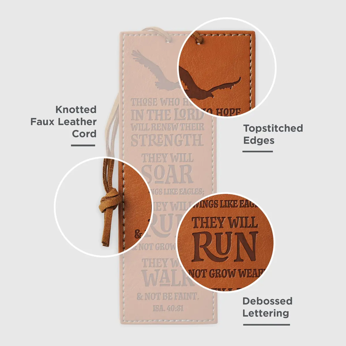 Christian Art Gifts Faith Bookmark 6.5 x 2.2 inches | Hope in The Lord Scripture Debossed Faux Leather - view 3