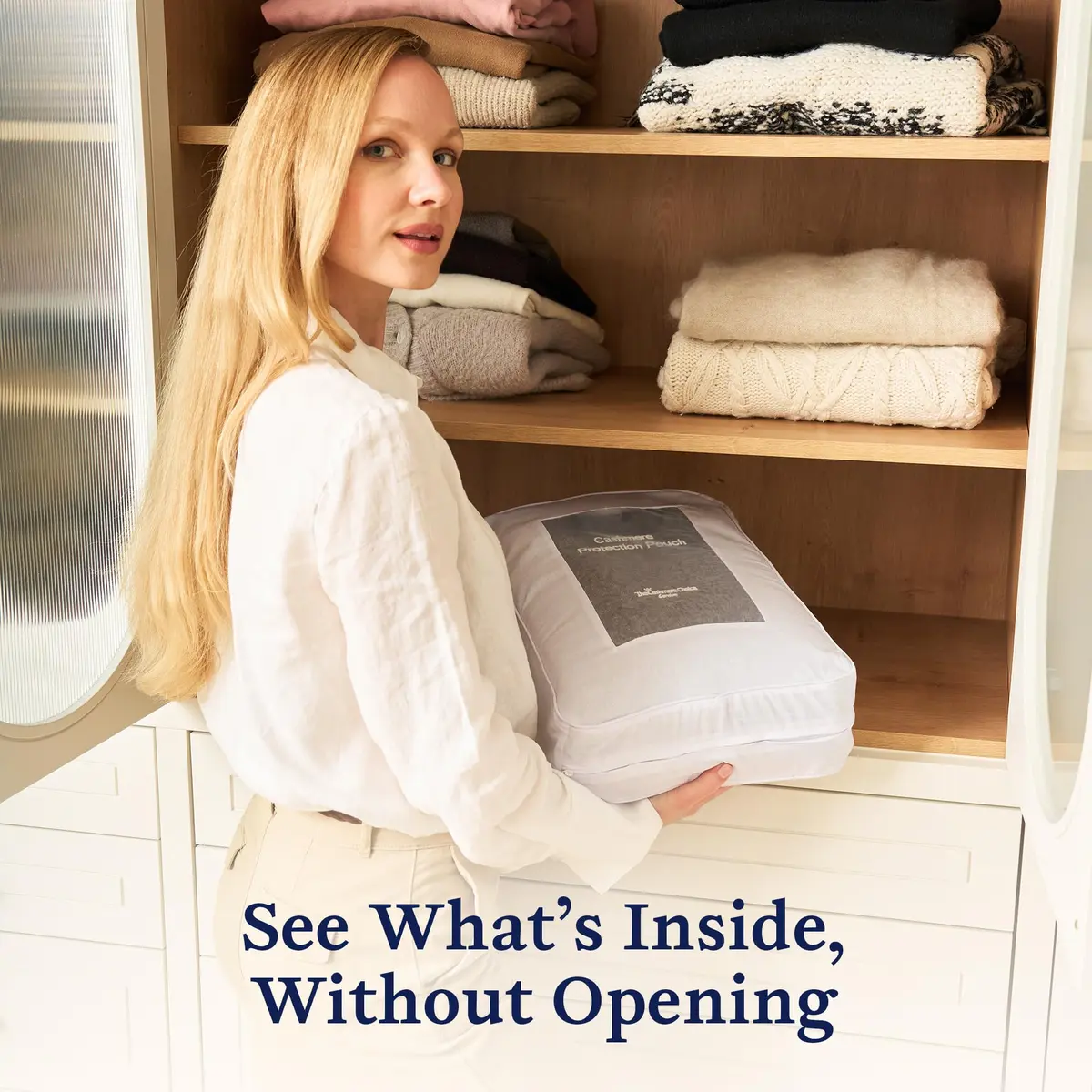 The Cashmere Choice 5 Pack Cashmere Storage Bags 16x12x4 in | Breathable Cotton Sweater Pouches - view 4
