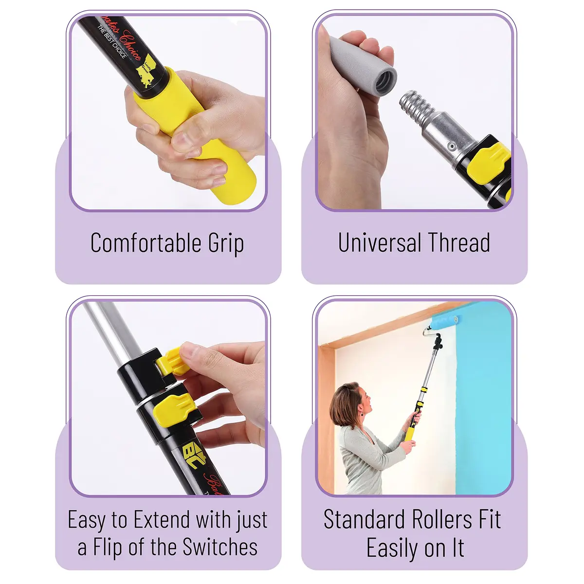 Bates Choice Paint Roller Extension Pole, 3 Ft, Aluminum Alloy | Multi-Purpose Telescopic Tool - view 3