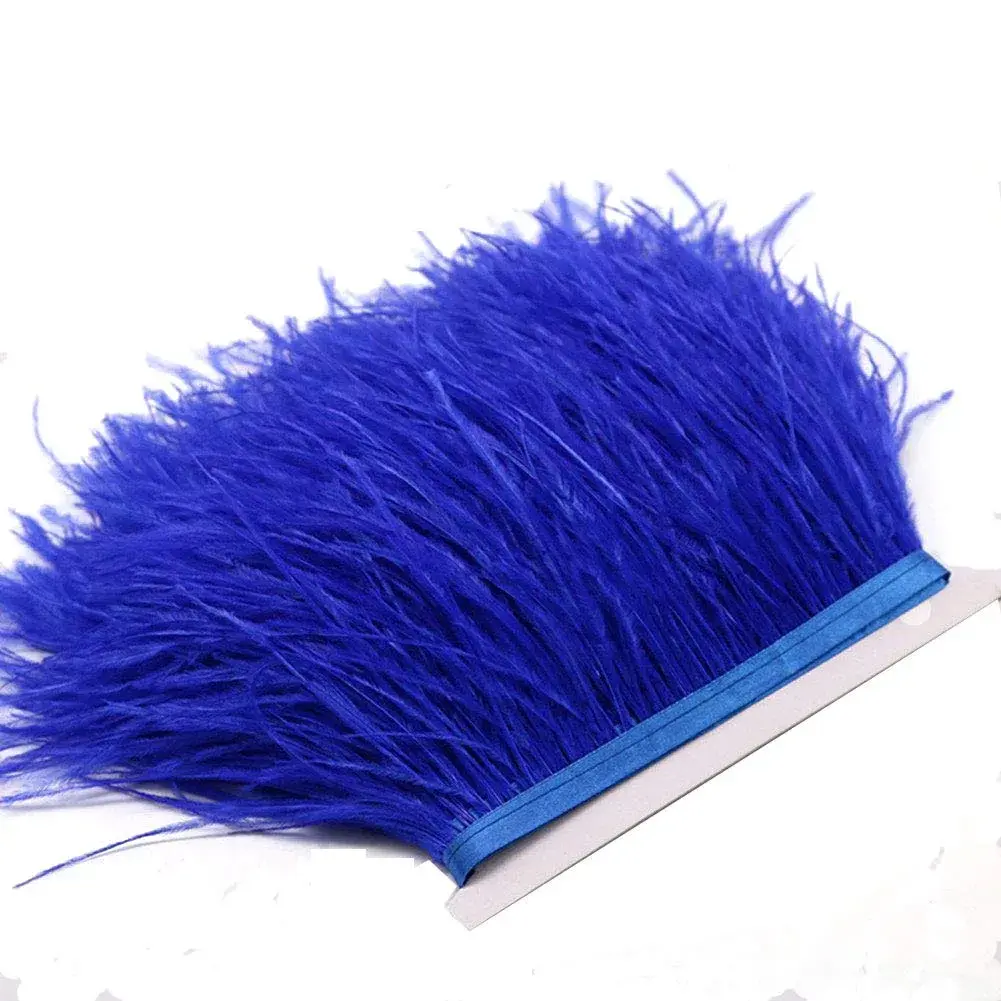 YEQIN Natural Soft Ostrich Feathers Fringe Trim 2 Yards (72 inches) Royal Blue | Hand-Selected for Crafts & Decor - view 2