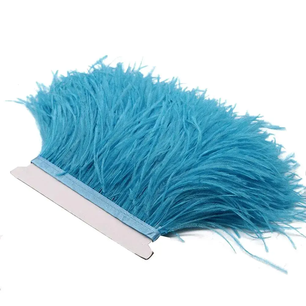 YEQIN Sky Blue Ostrich Feather Fringe Trim 2 Yards - 4-6 Inches Wide for Sewing & Crafts - main product image