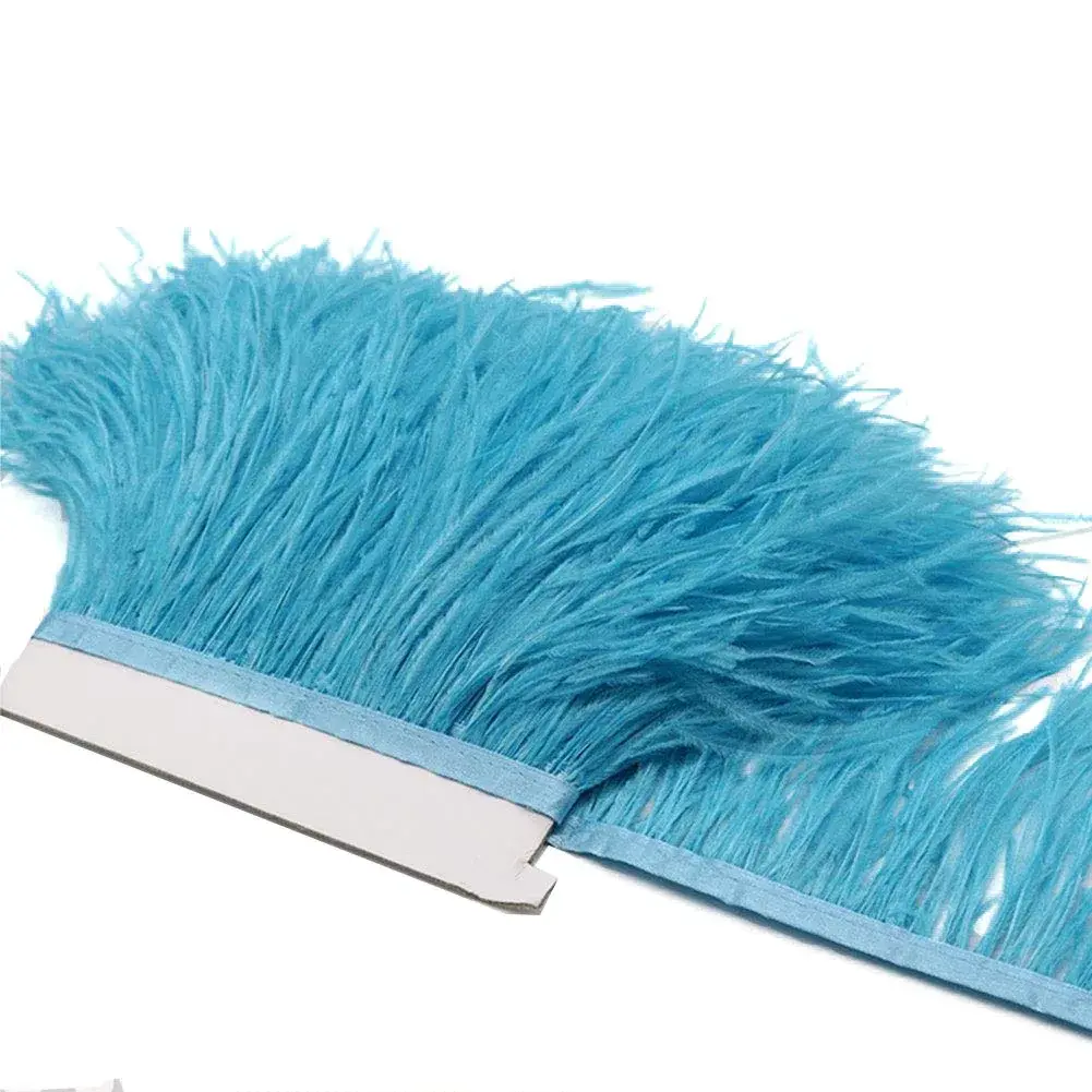 YEQIN Sky Blue Ostrich Feather Fringe Trim 2 Yards - 4-6 Inches Wide for Sewing & Crafts - view 3
