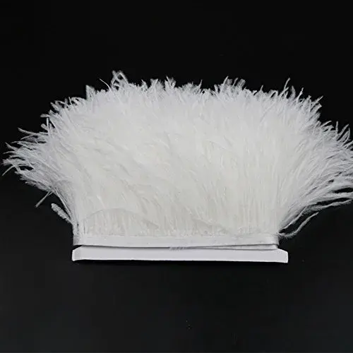 YEQIN White Natural Soft Ostrich Feathers Fringe Trim 2 Yards (4-6 inches wide) | Craft Ribbon for Sewing & Decor - view 4