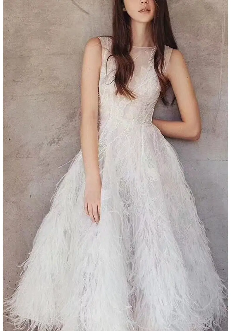 YEQIN Ostrich Feathers Fringe Trims 2 Yards | Soft & Natural White for Dress & DIY - view 5
