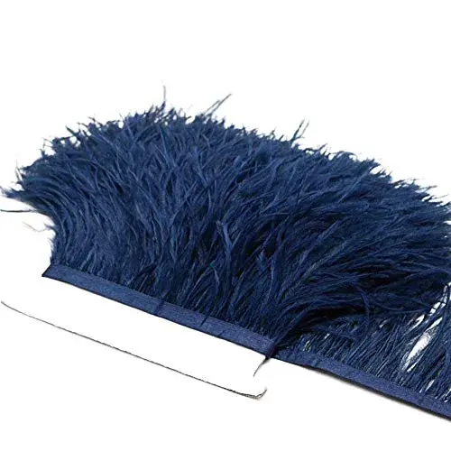 YEQIN Navy Blue Natural Soft Ostrich Feather Fringe Trim - 2 Yards, 4-6 Inches Wide - view 3