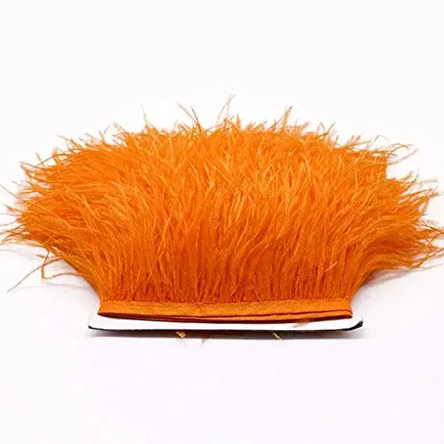 YEQIN Orange Natural Soft Ostrich Feather Fringe Trim - 2 Yards, 4-6 Inches Wide for Crafts & Sewing - view 4