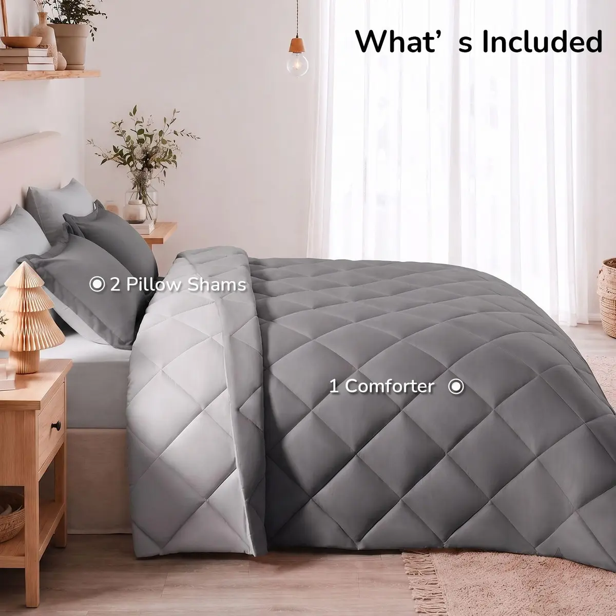 downluxe King Comforter Set Soft Reversible 3 Pieces | All-Season Microfiber Bedding - view 9