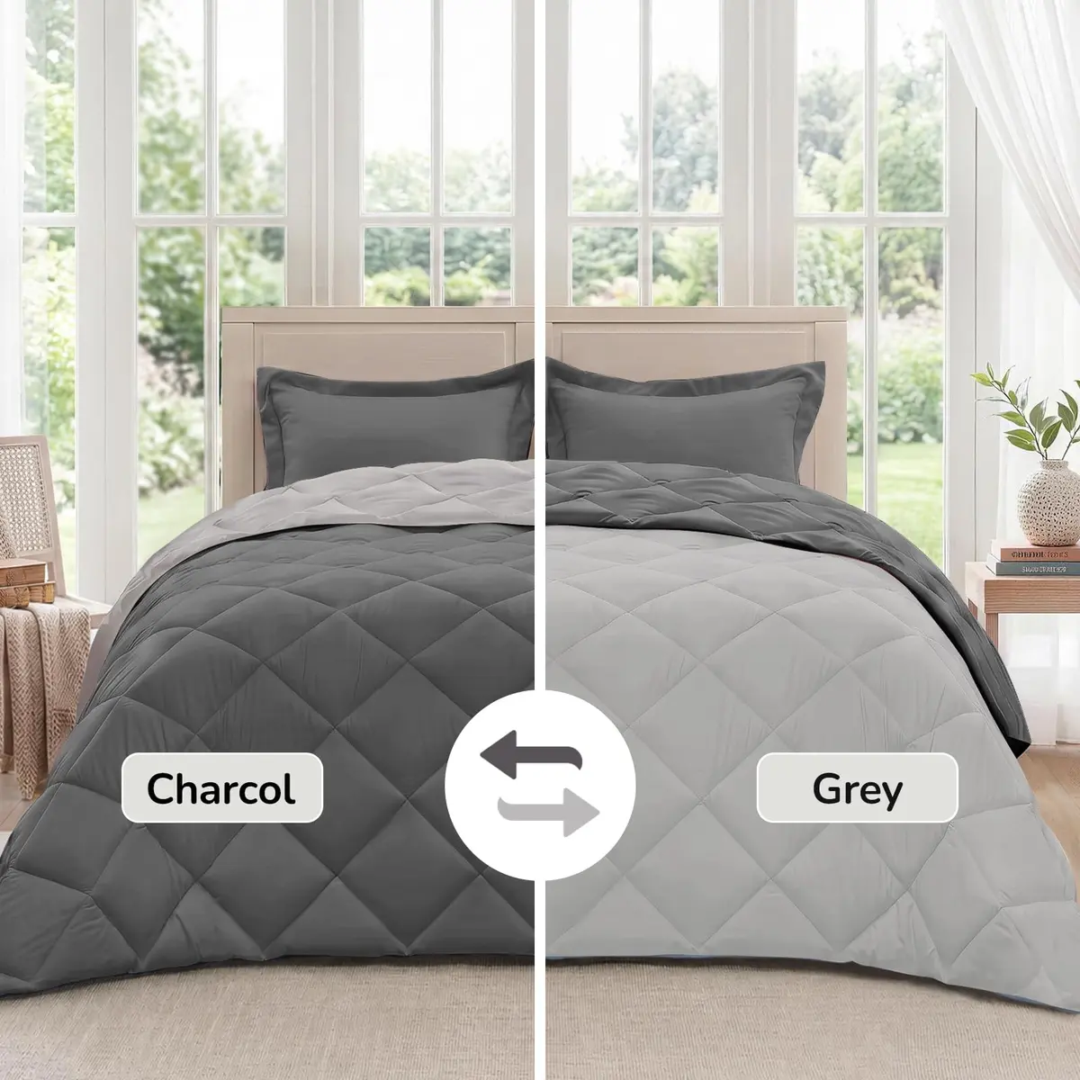 downluxe King Comforter Set Soft Reversible 3 Pieces | All-Season Microfiber Bedding - view 2