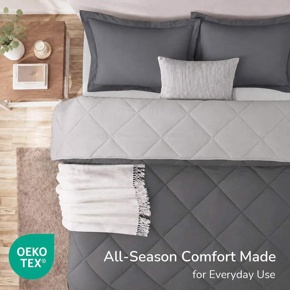 downluxe King Comforter Set Soft Reversible 3 Pieces | All-Season Microfiber Bedding - view 4