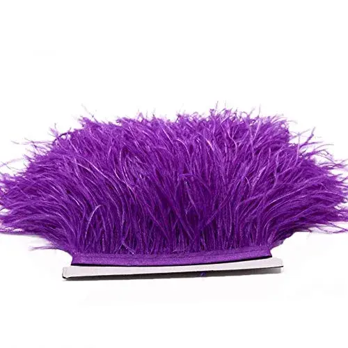 YEQIN Purple Ostrich Feathers Fringe Trim 2 Yards (4-6 inches wide) for Crafts & Sewing - view 4