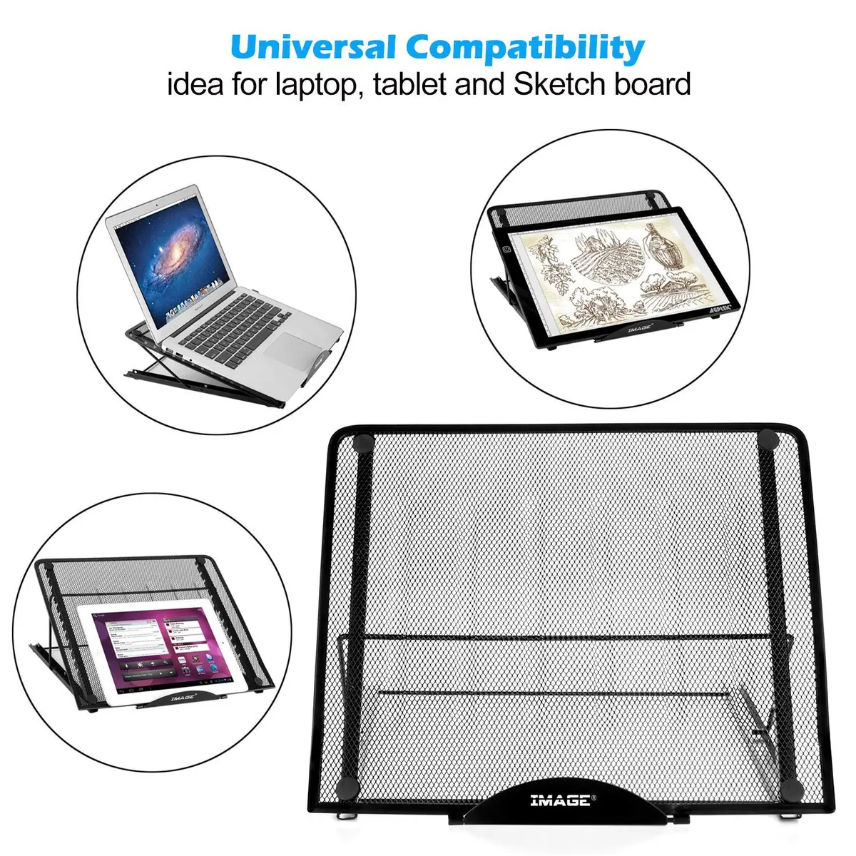 IMAGE Laptop Stand Foldable Portable Ventilated Adjustable 12-Angle, Compatible with 10"-17" Notebooks & Light Box Pad - view 5